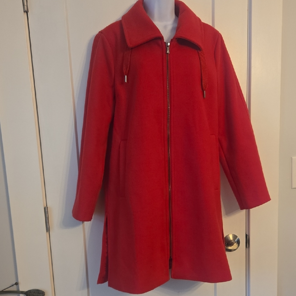 Isaac Mizrahi Bold Red Trench Coat